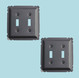 2 Switchplate Black Steel Double Toggle |