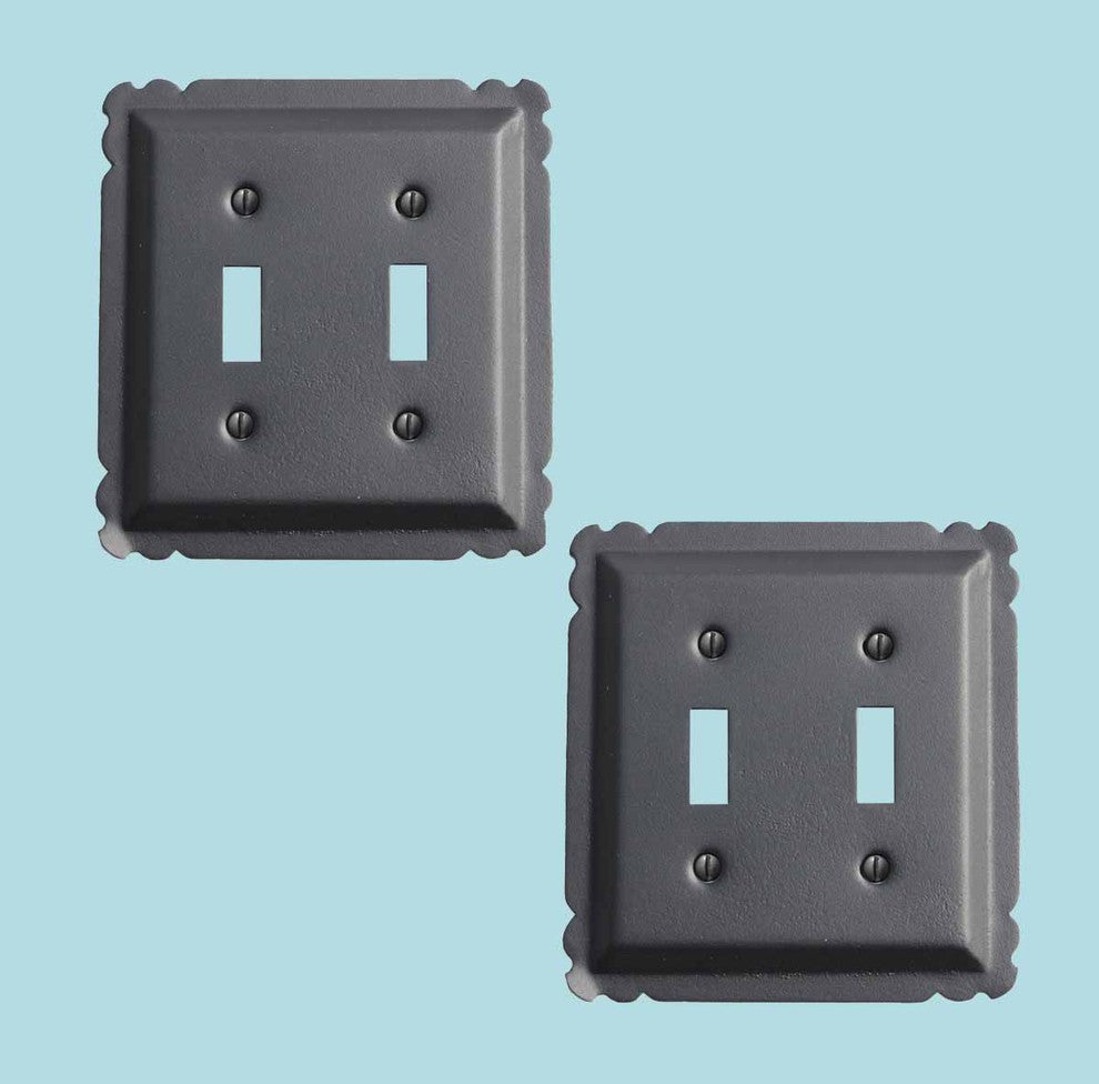 2 Switchplate Black Steel Double Toggle |