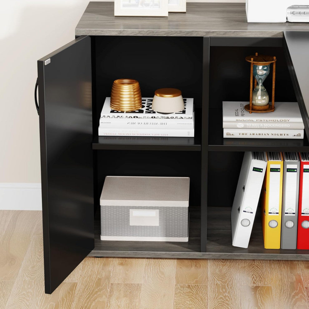 Tribesigns Executive Desk, L Shaped Desk with Cabinet Storage