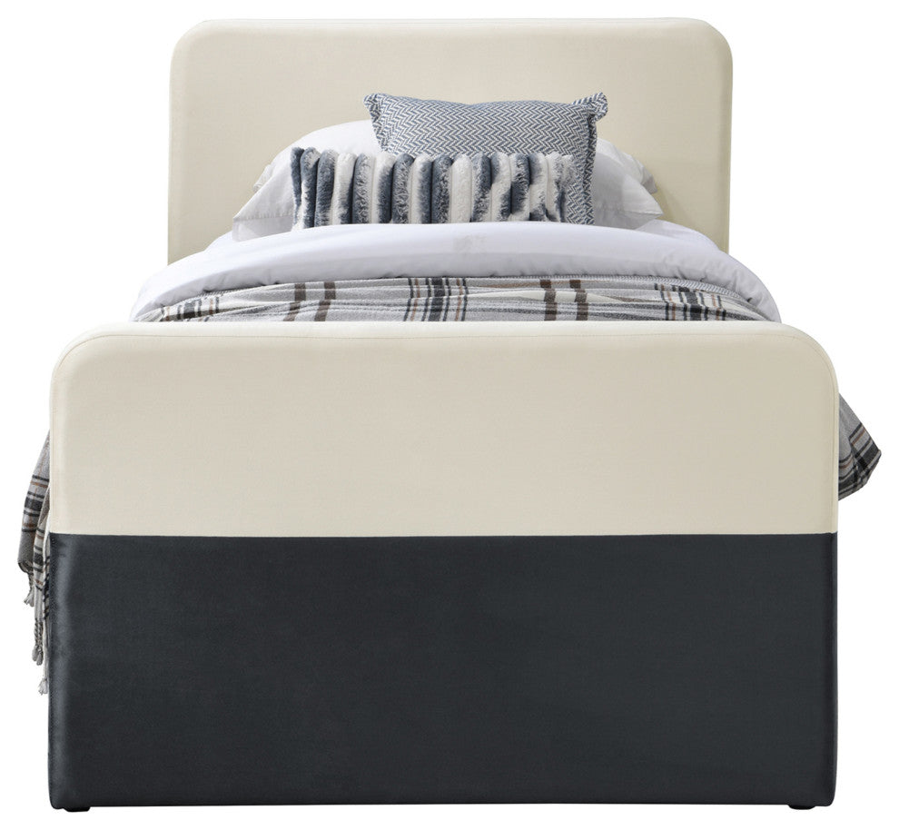 Ivy Upholstered Trundle/Storage Bed, Black, Twin, Velvet