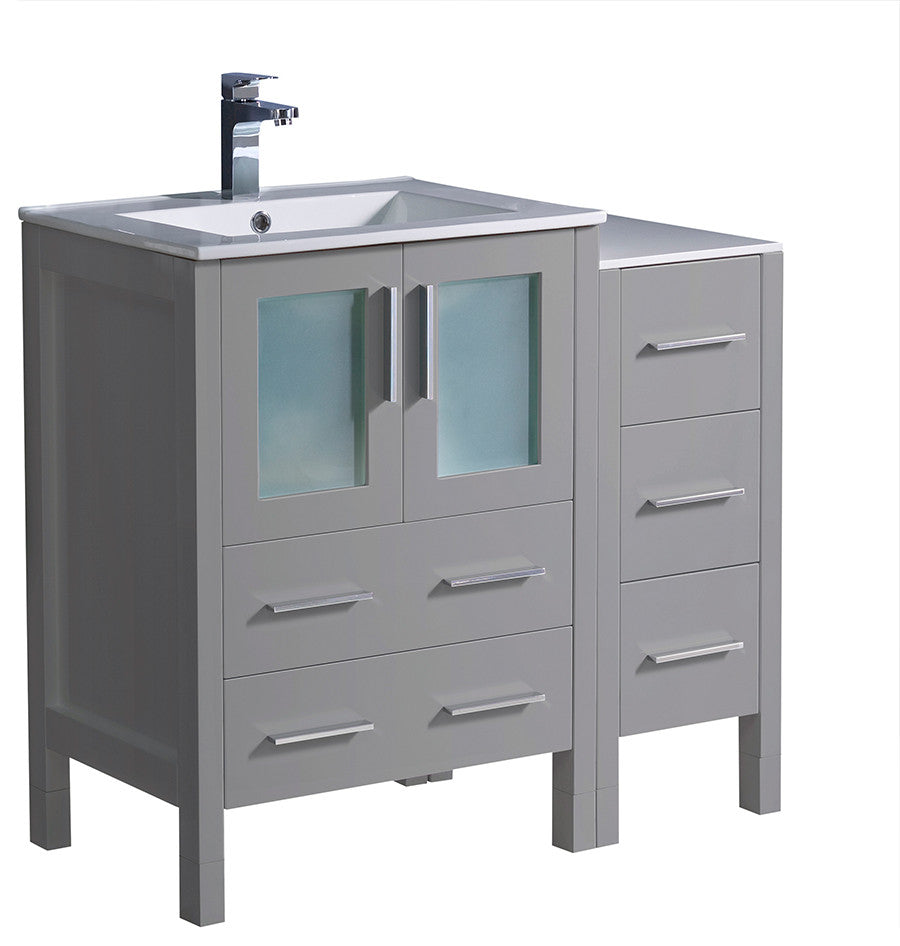 Torino Modern Bathroom Cabinets With Integrated Sink, Gray, 36"