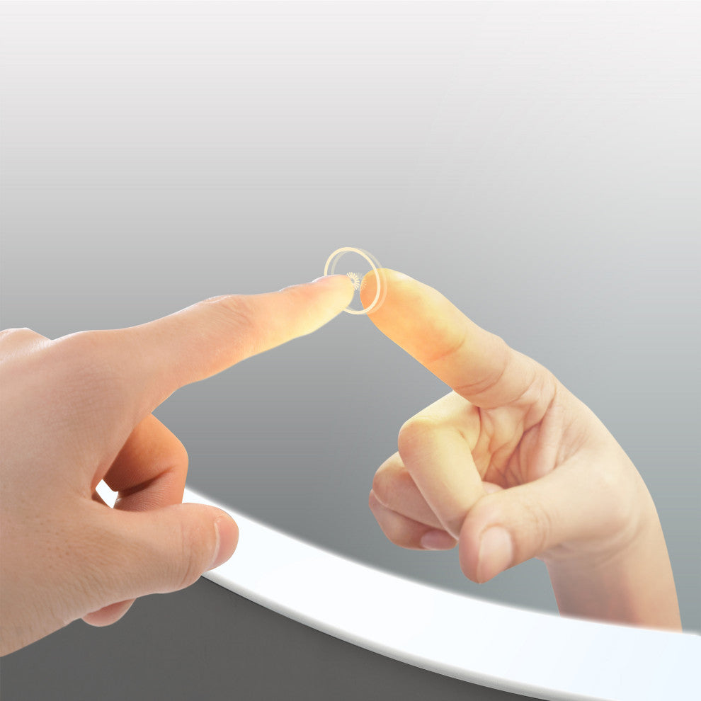 Round Frameless Backlit LED Anti-fog Bathroom Vanity Mirror, 32"x32"