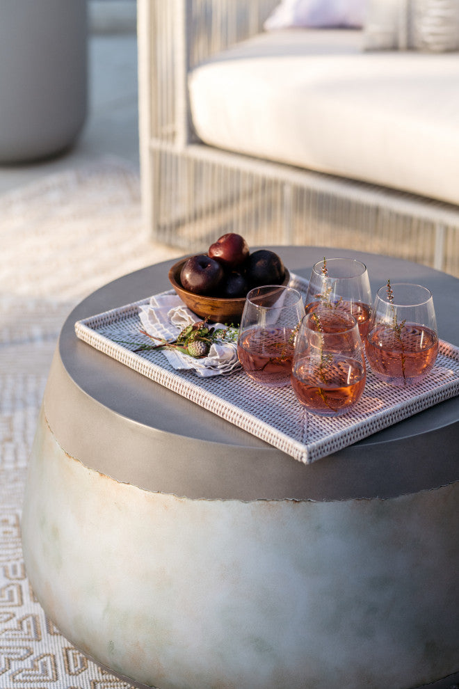 Artifacts Rattan Rectangular Flat Tray, White Wash