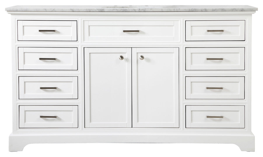 Amber Single Bathroom Vanity, Blue, White, 60"