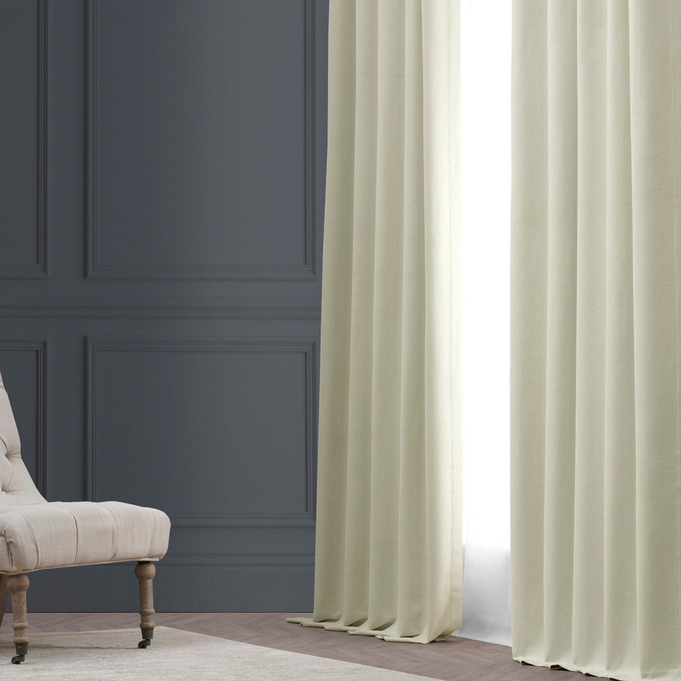 Cottage White Bellino Blackout Room Darkening Curtain Single Panel, 50"x108"