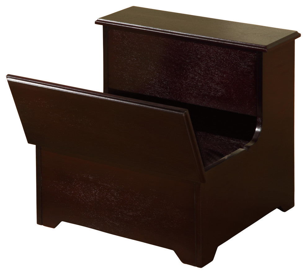 Nikolas 2-Step Contemporary Storage Step Stool, Cherry Wood