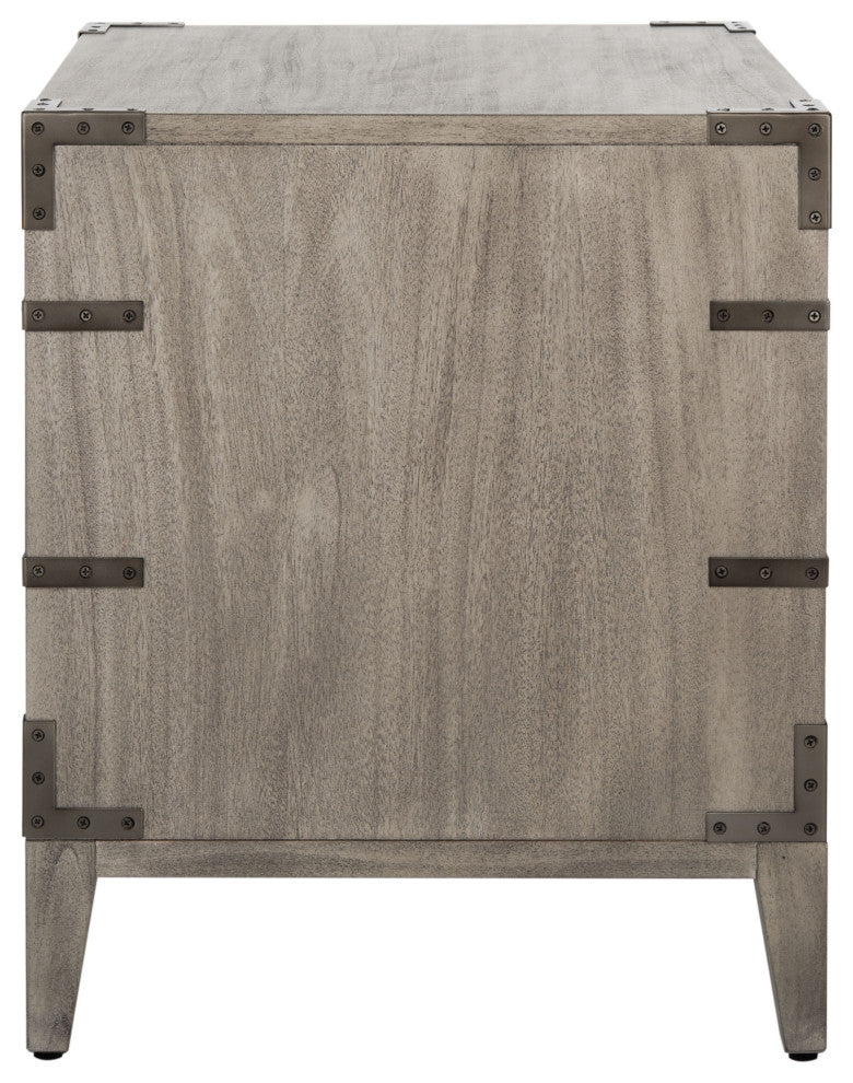 Safavieh Couture Nisha 3 Drawer Wood Nightstand, Light Grey