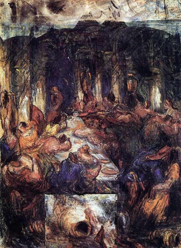 Paul Cezanne The Feast, 21"x28" Gallery Wrapped Canvas Print