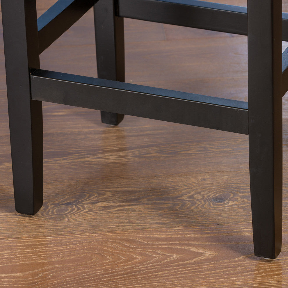 GDF Studio Chantal Backless Leather Stools, Set of 2, Black, Counter Height: 26"