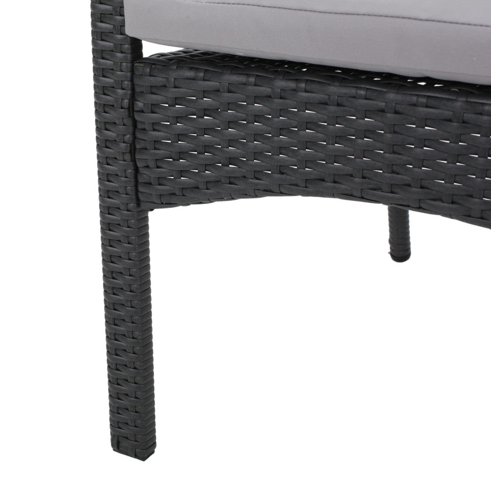 GDF Studio 5-Piece Oxford Outdoor Gray Wicker Dining With Cushions Set