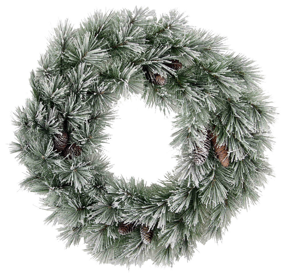 30" Christmas Pine Wreath with Frosted Snow 60 Tips