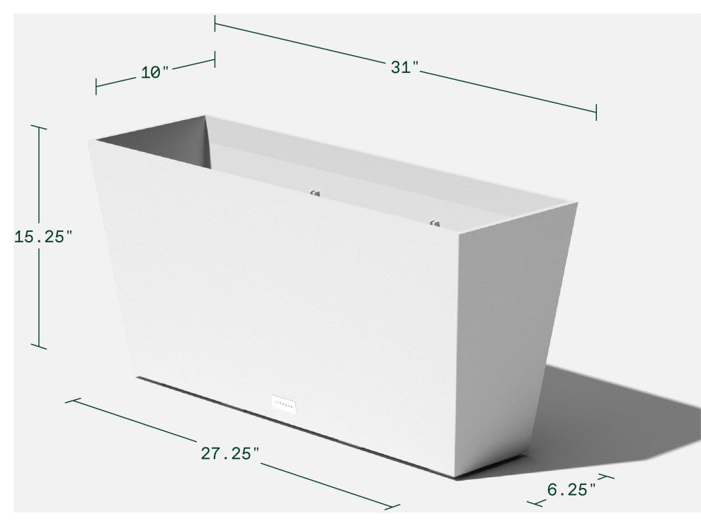 Midori Trough Planter, White, 31 Inch, 2 Pack