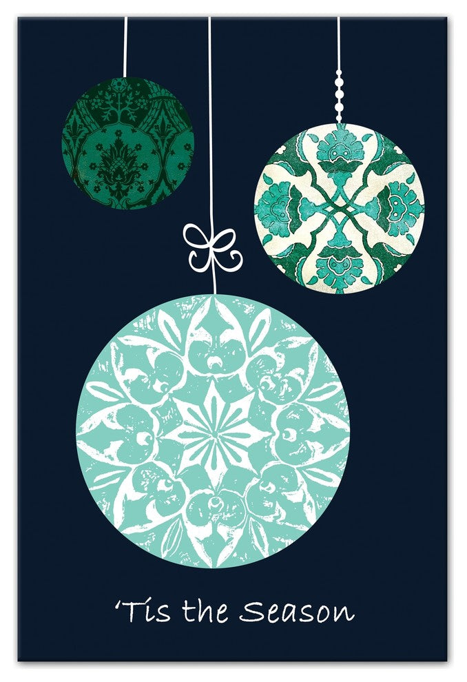 Contemporary Christmas Ornaments Canvas Wall Art, 16"x24"