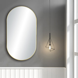 Metal Frame Shatterproof Wall Mount Mirror, FM4, Brushed Gold, 24"x44"