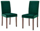 Side Dining Chair, Set of 2, Velvet, Wood, Green, Modern, Cafe Bistro Restaurant