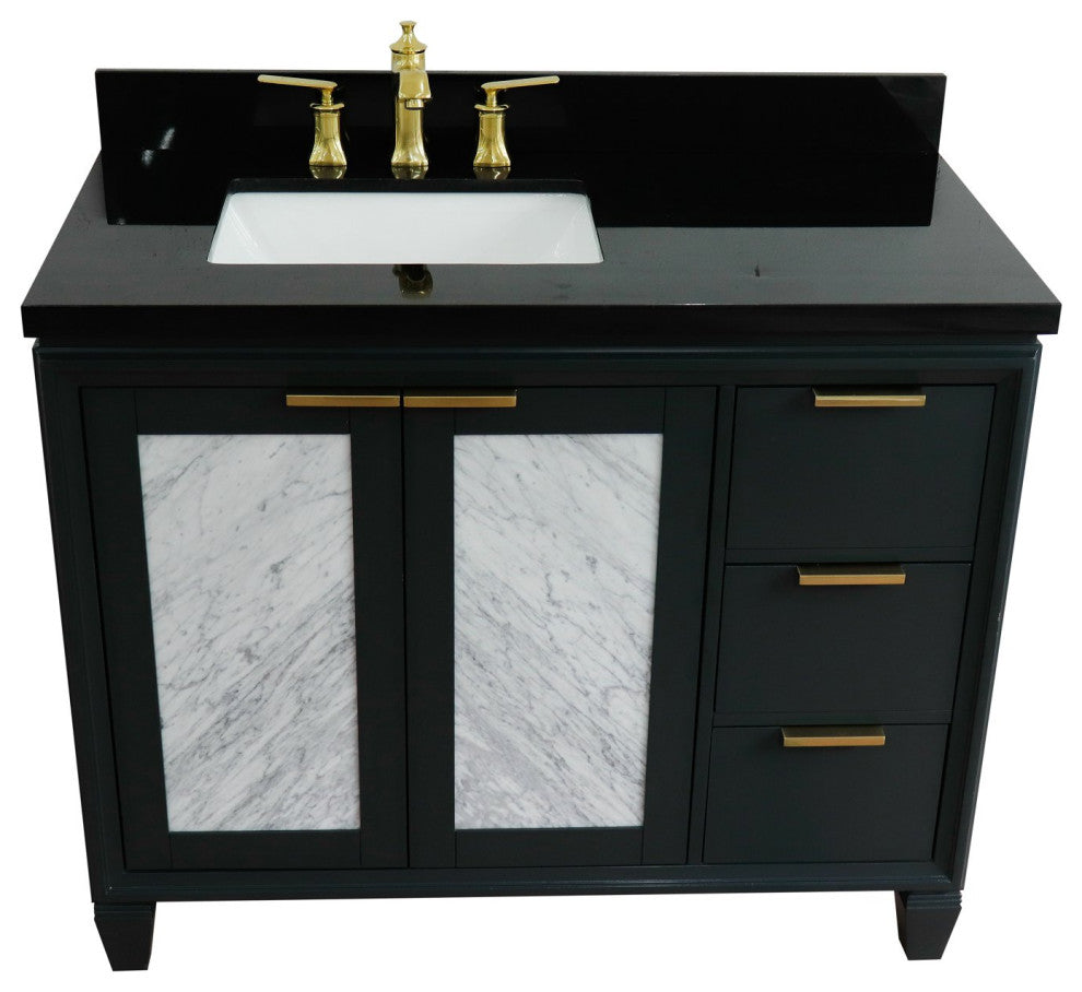 43" Single Vanity, Dark Gray Finish With Black Galaxy