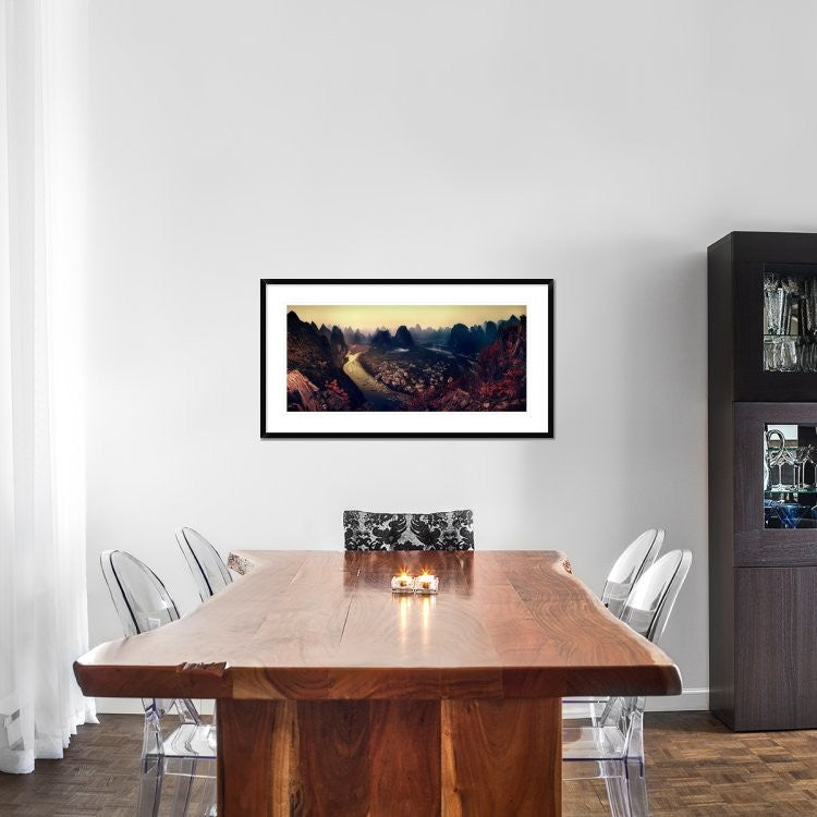 "The Karst Mountains Of Guangxi" Framed Digital Print by Clemens Geiger, 44x24"
