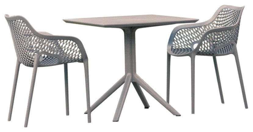 Air XL Patio Dining Set With 2 Arm Chairs Dark Gray