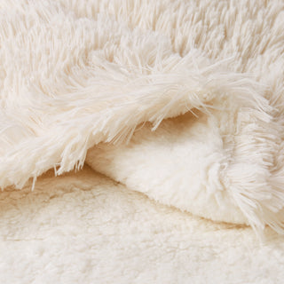 LHC Faux Rabbit Fur Throw Blanket,  White