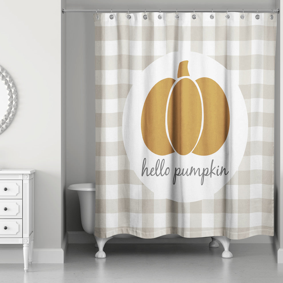 Hello Pumpkin Buffalo Check 71"x71" Shower Curtain