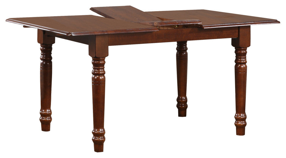 60" Rectangular Extendable Butterfly Leaf Dining Table Chestnut Brown -Seats 6
