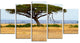Acadia Tree and Cheetah in Africa, Landscape Canvas Art, 60"x32", 5 Panels