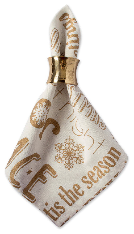 DII Gold Christmas Collage Napkin, Set of 6