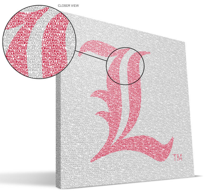 LOU Cardinals Typo Canvas Print, 16"x16"