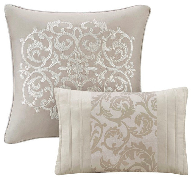510 Design Ramsey Embroidered 8 Piece Comforter Set, Neutral, King