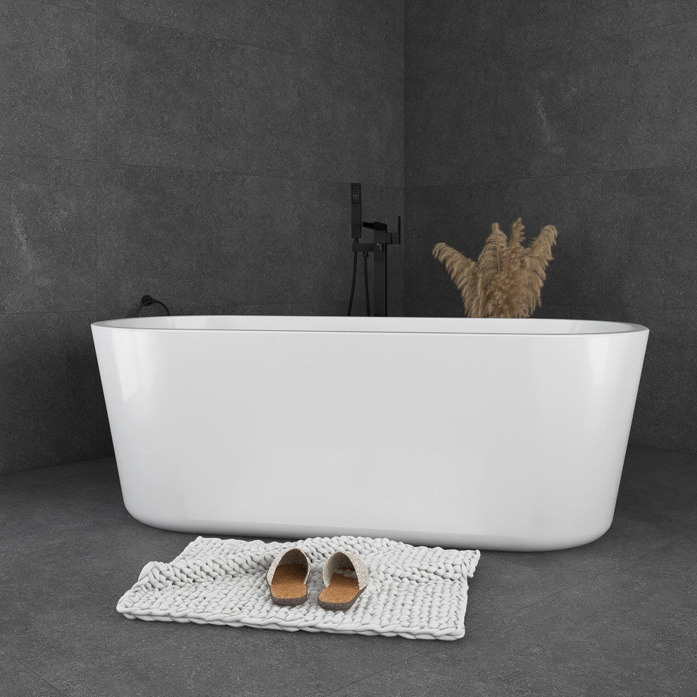 Acrylic Freestanding Soaking Bathtub in White, 67"29
