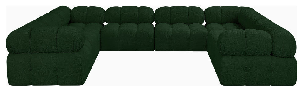Ames Boucle Fabric U-Shaped Modular Sectional, Green, 8-Piece: 4 Armless Chair, 4 Corner Chair