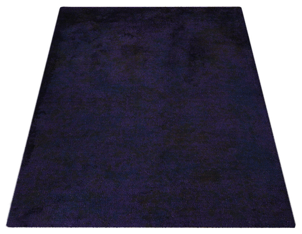 Hand Knotted Loom Silk Area Rug Solid Purple