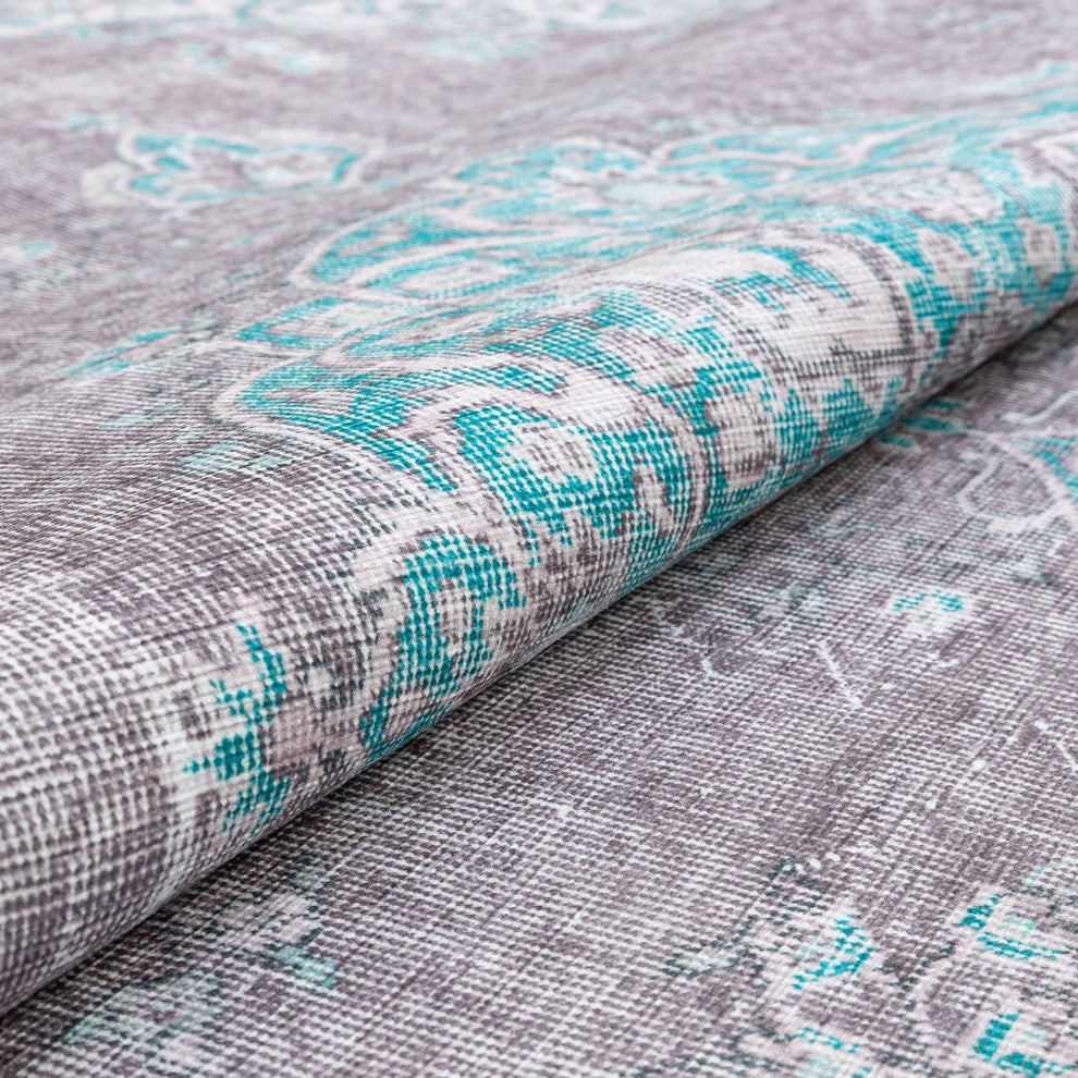 Well Woven Nile Tarifa Vintage Bohemian Medallion Light Blue Area Rug, 7''7" X 9''