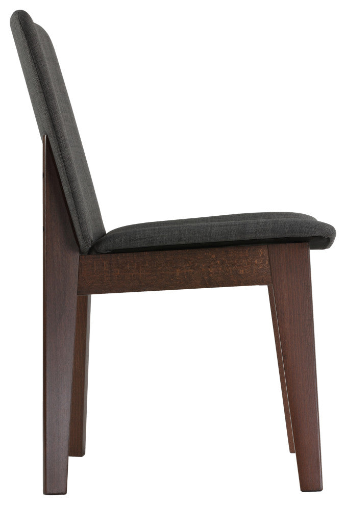 Cortesi Home Bjorn Dining Chair, Charcoal Fabric, Walnut Finish, Set of 2
