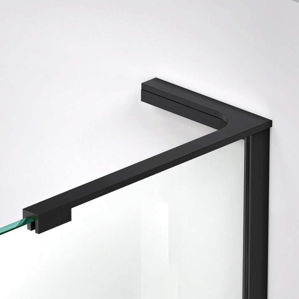 Prism Plus 40x74 3/4 Neo-Angle Shower Enclosure Satin Black, Black Base