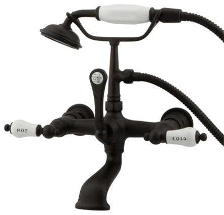 Kingston Brass 7" Wall Mount Tub Faucet With Hand Shower, Oil Rubbed Bronze