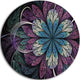 Purple Blue Rounded Fractal Flower, Floral Disc Metal Wall Art, 23"