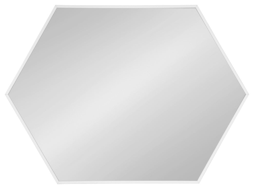 Rhodes Framed Hexagon Wall Mirror, White, 31x22
