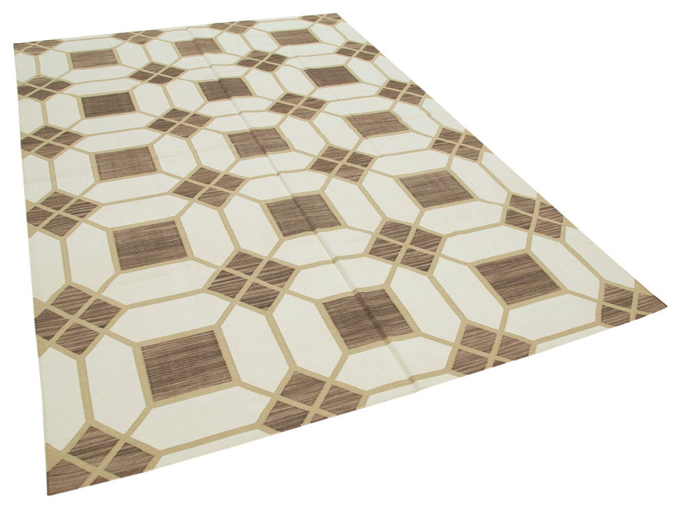 Rug N Carpet - Handmade Wool 5' 10'' x 8' 9'' Geometric Dhurrie Kilim Rug