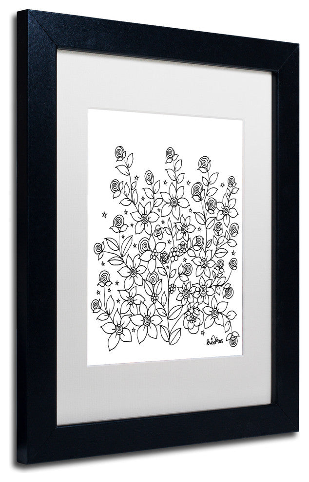 KCDoodleArt 'Simple Flower Doodle 2' Art, Black Frame, White Matte, 11"x14"