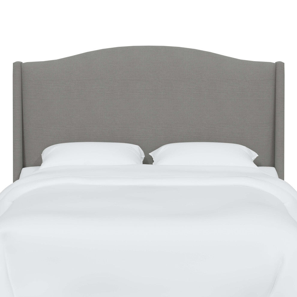 Camelback Wingback Headboard, Linen Gray, King