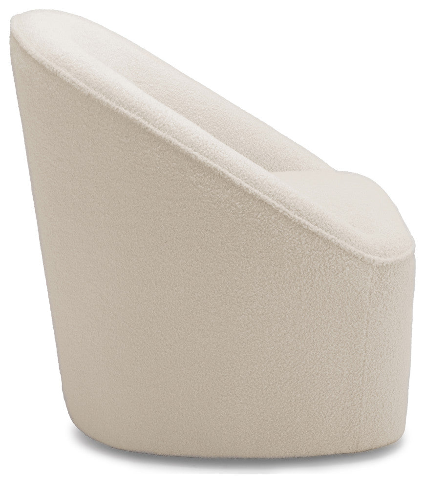 Andria Boucle Swivel Chair, Milky White