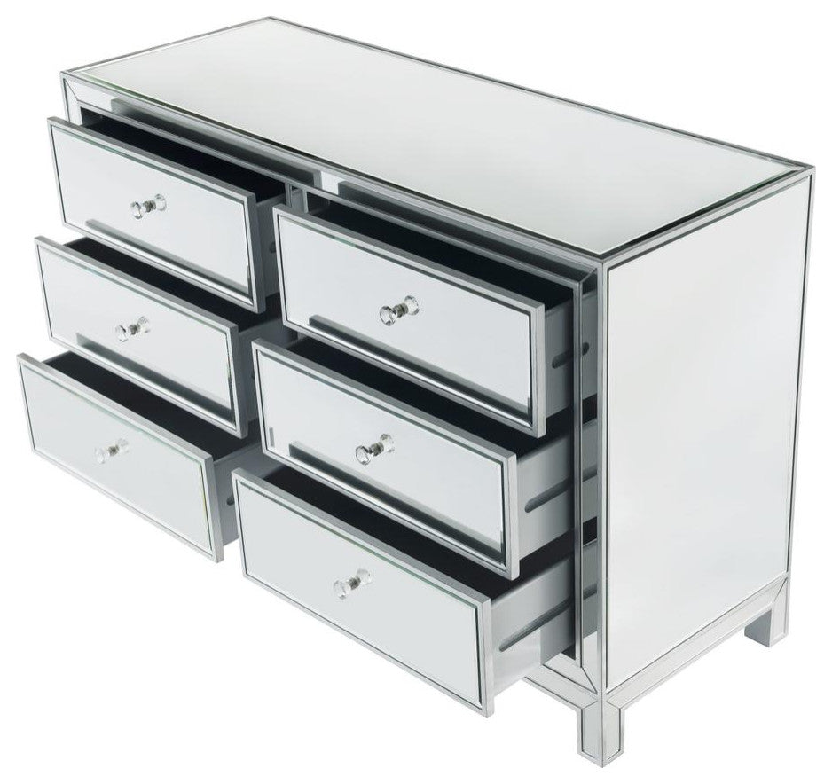 Dresser 6 Drawers 48" W X 18" D" X 32" H, Antique Silver Paint