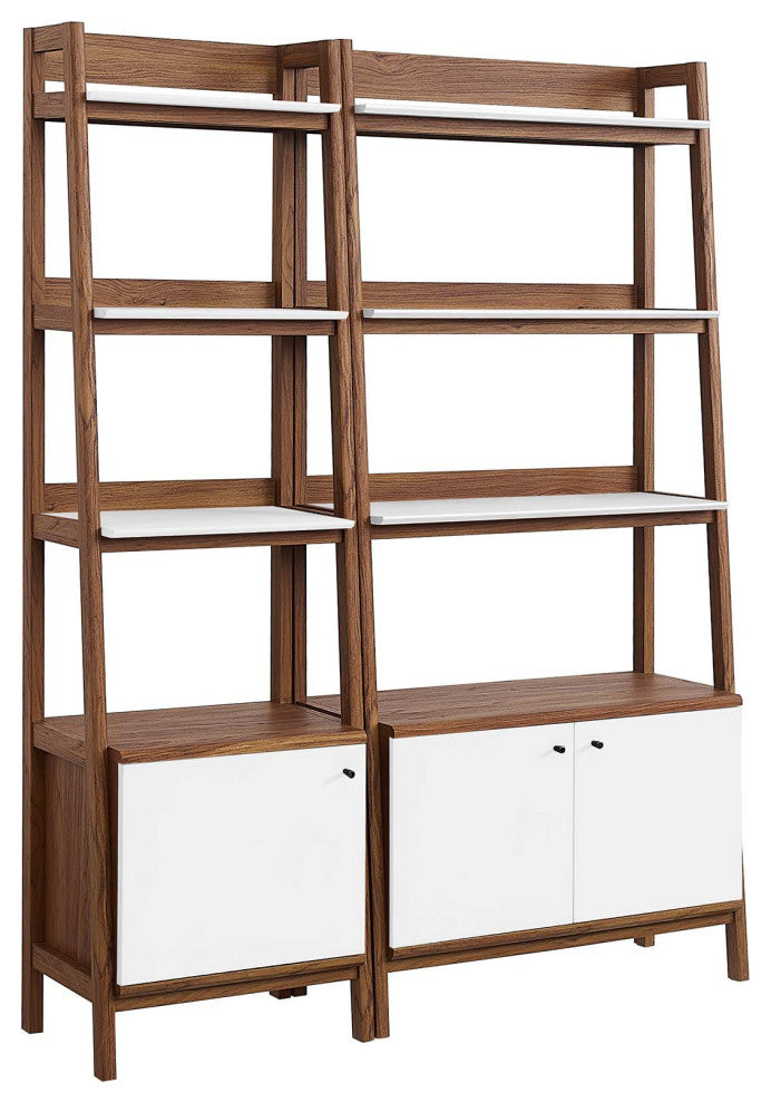 Bixby Wood Bookshelves, Set of 2, Walnut White