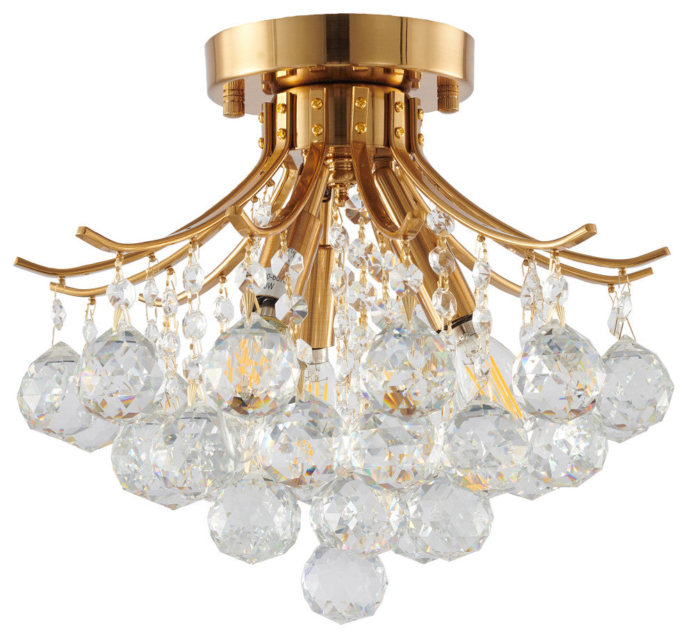 Bethel International BET01FM12BR 3-Light Semi Flush Mount, Stain Brass