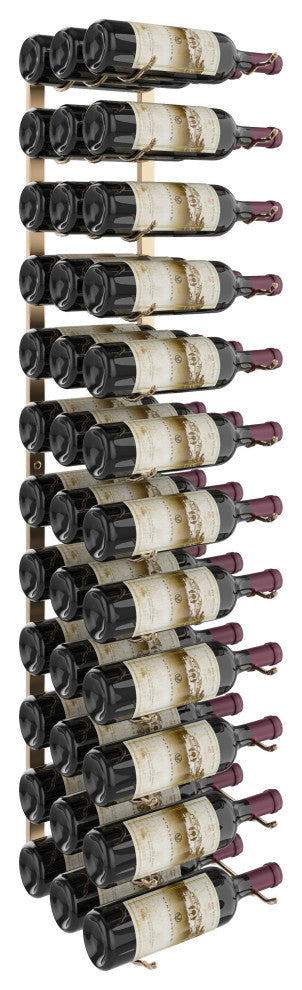 W Series Wine Rack 4 Wall Mounted Metal Bottle Storage, Golden Bronze, 36 Bottles (Triple Deep)