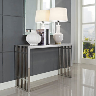 Modern Silver Gridiron Console Table