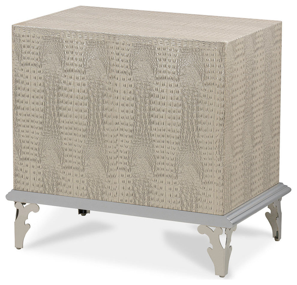 Hollywood Swank Upholstered Nightstand, Crystal Croc