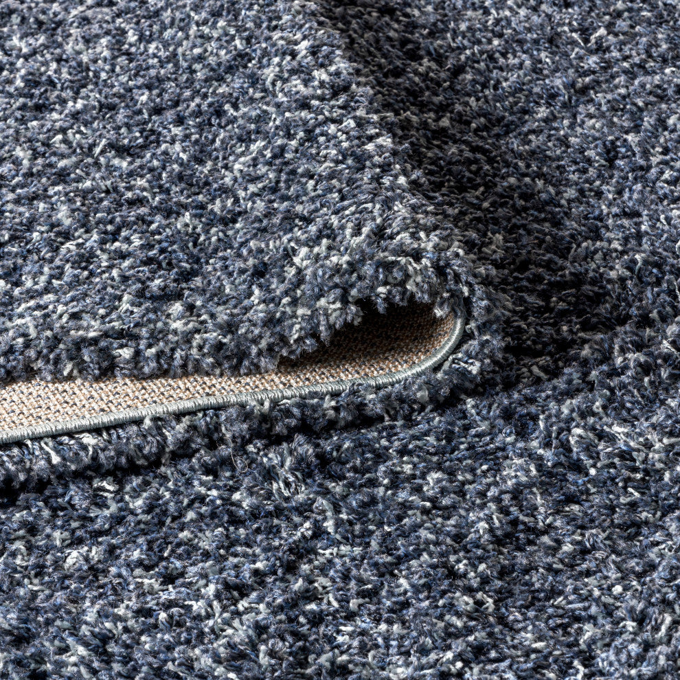 Mercer Shag Plush Tassel Area Rug, Denim Blue, 2 X 8