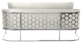 Casa Velvet Upholstered Sofa, Cream, Chrome Finish